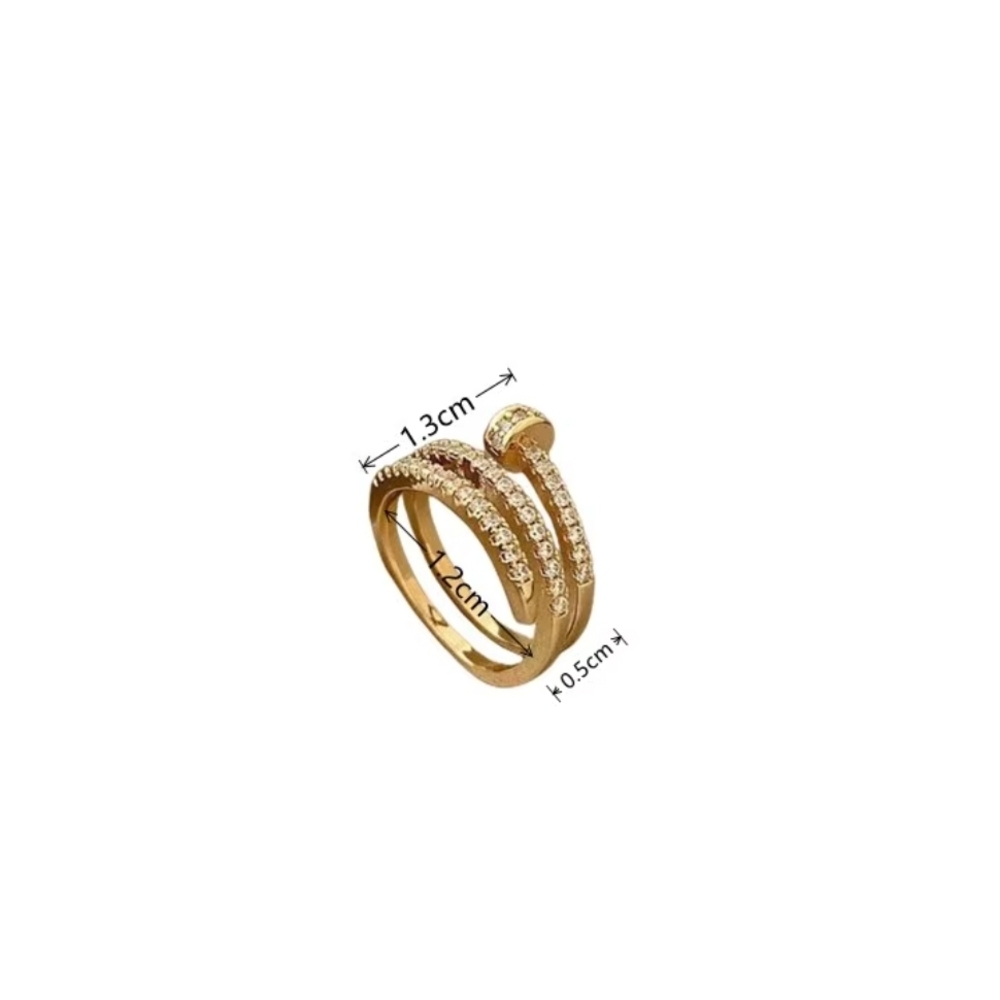 Elegant Gold color copper and zirconia Women's Ring - Picture 3 of 3